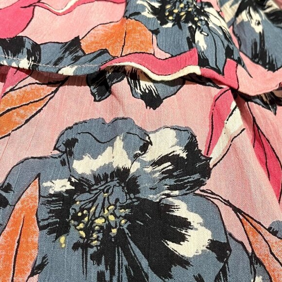 Billabong Summer Sunsets Cold Shoulder Tropical Floral Top Cover Up - Picture 8 of 12